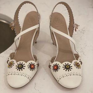 Tory Burch white leather pumps in size 7.5 . Worn once.